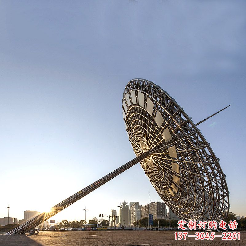 大同引领城市风采的大型不锈钢创意日晷雕塑