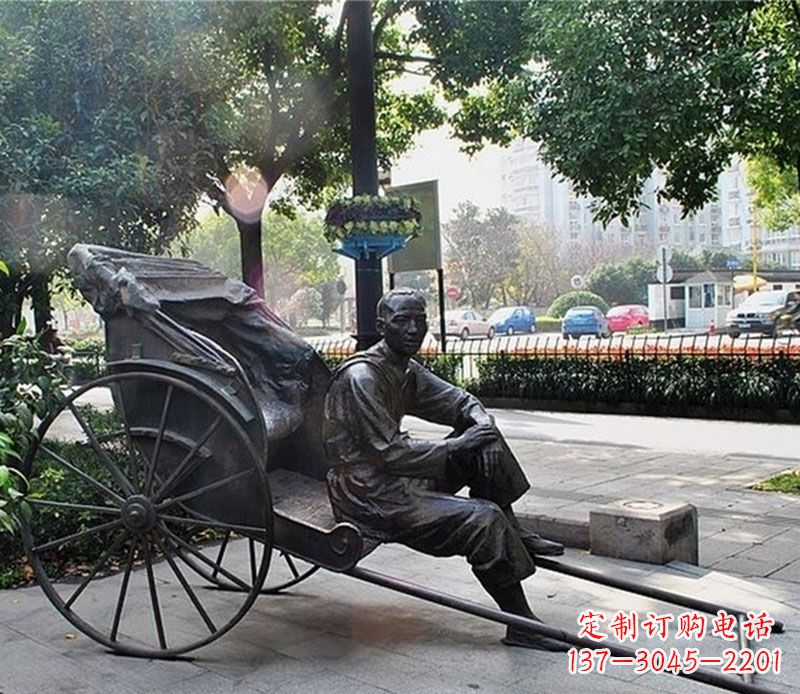 大同城市接头黄包车夫铜雕——记录城市历史的缩影