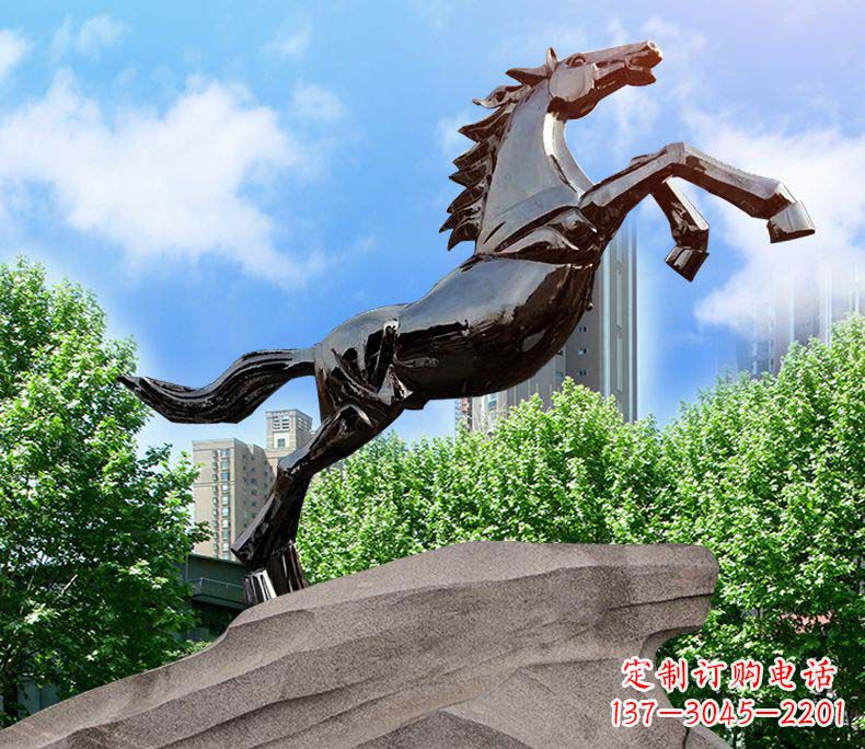 大同镜面不锈钢奔马雕塑给城市增添灵气