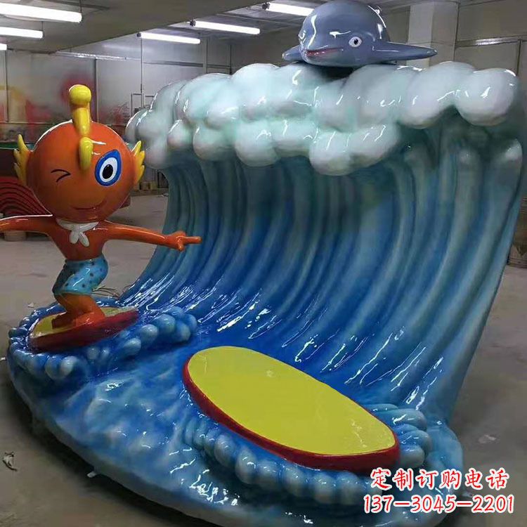 大同冲浪玻璃钢海豚雕塑