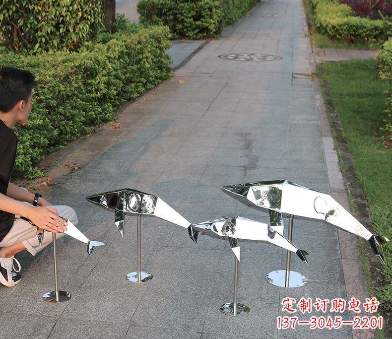 大同抽象不锈钢海豚雕塑