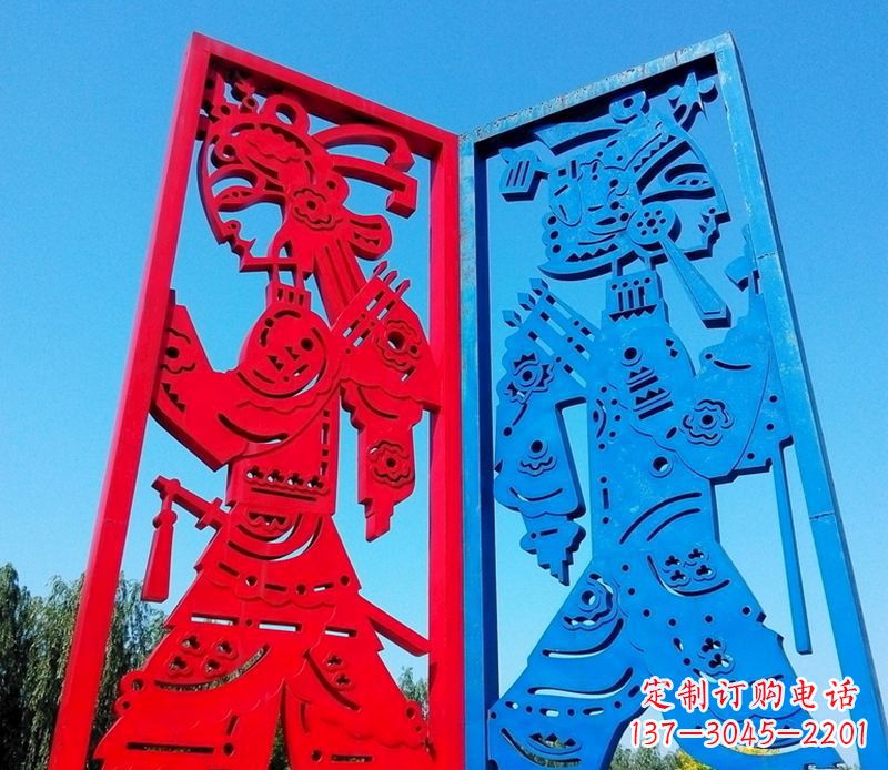 大同抽象不锈钢皮影戏摆件