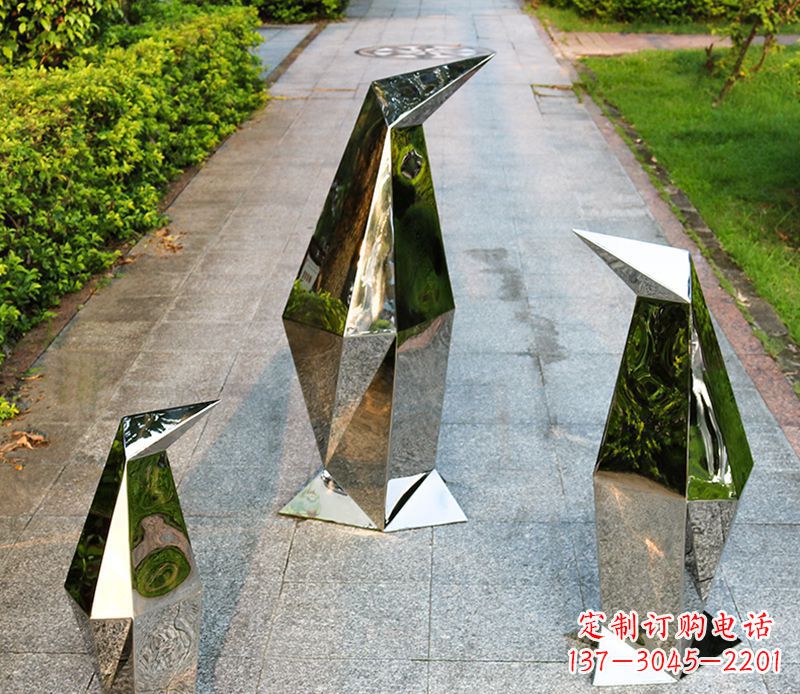 大同抽象不锈钢企鹅雕塑