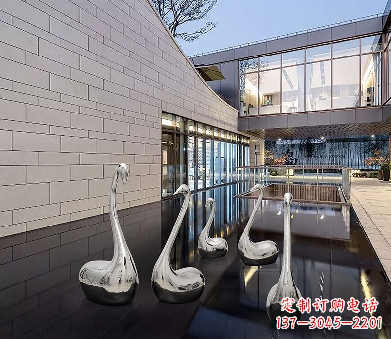 大同抽象不锈钢天鹅雕塑