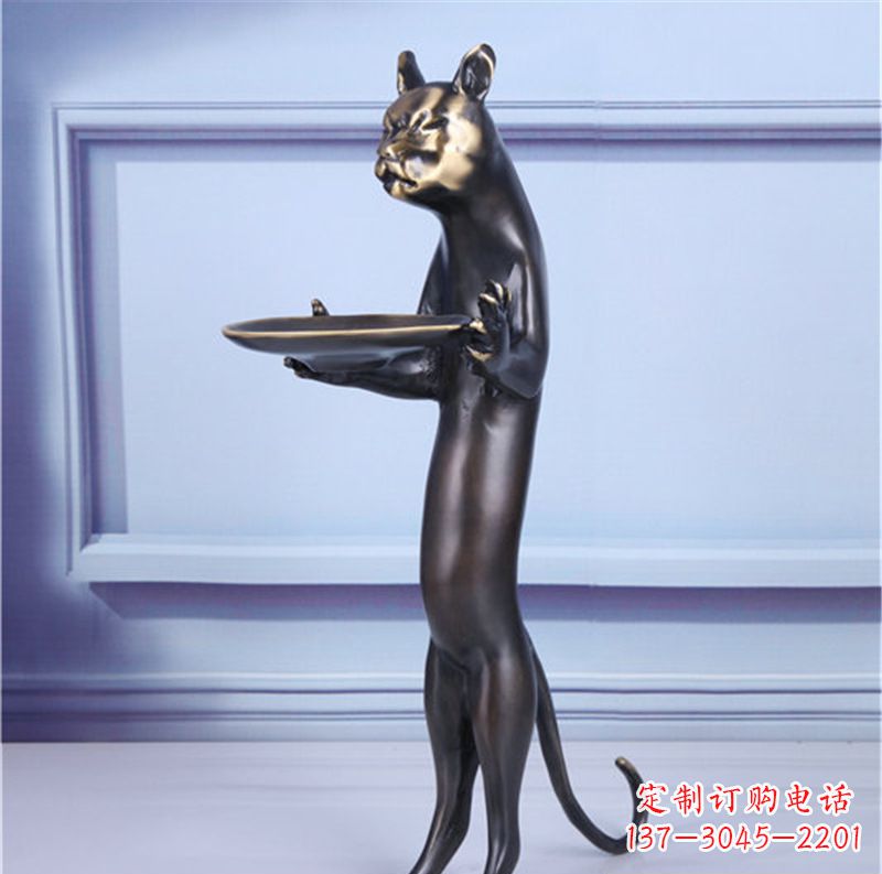 大同抽象动物猫铜雕