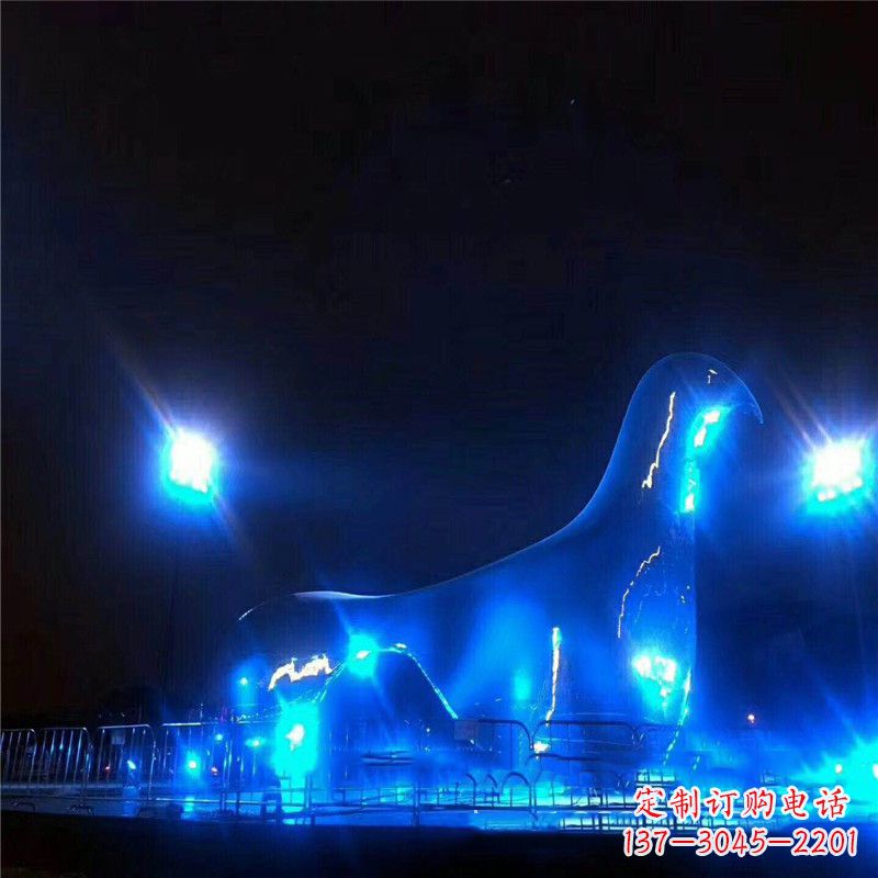 大同鸽子雕塑彰显夜景灯光之美