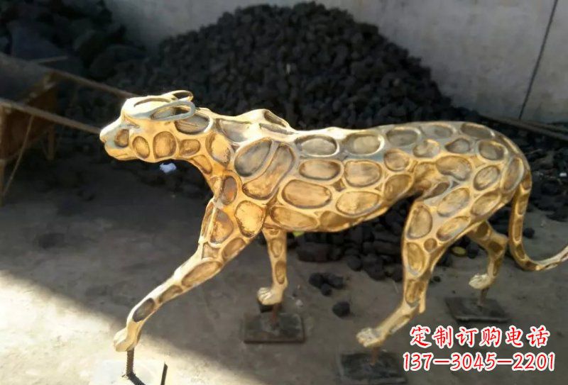 大同抽象金钱豹铜雕