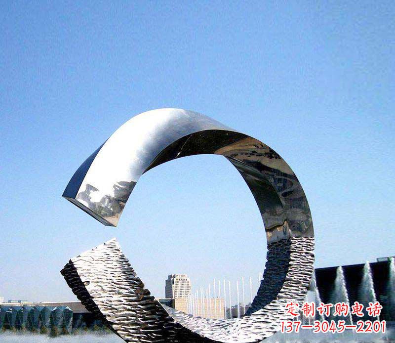 大同抽象镜面圆环不锈钢雕塑