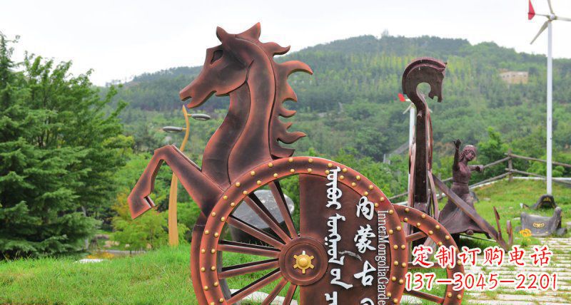 大同抽象马车不锈钢标志雕塑