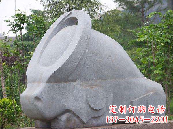 大同抽象石雕牛-抽象生肖牛动物景观雕塑