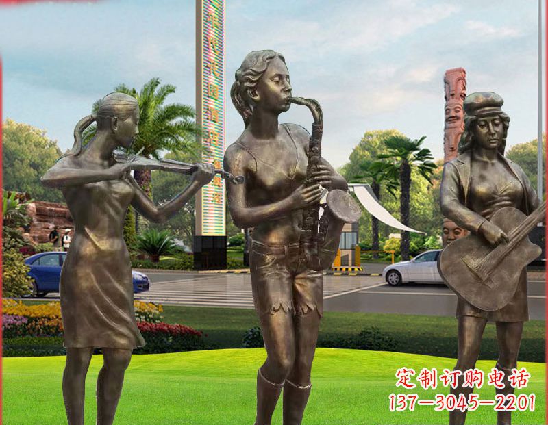 大同吹萨克斯铜雕人物