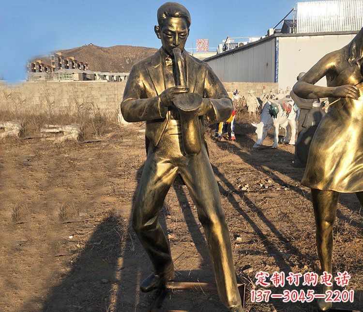 大同吹萨克斯音乐人物铜雕雕塑