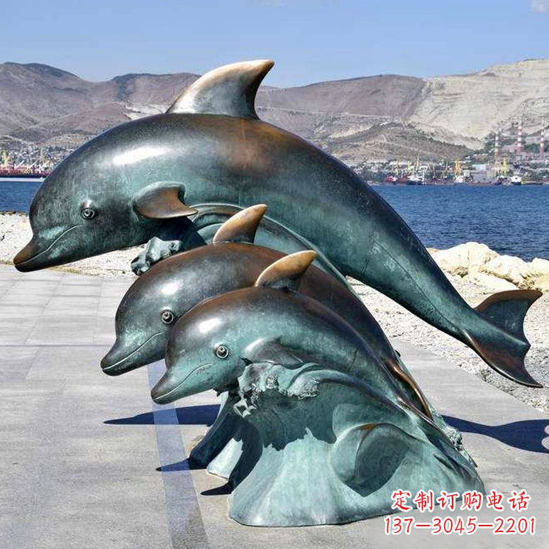 大同纯铜海豚动物雕塑