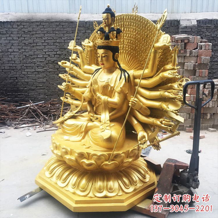 大同精美纯铜千手观音雕塑