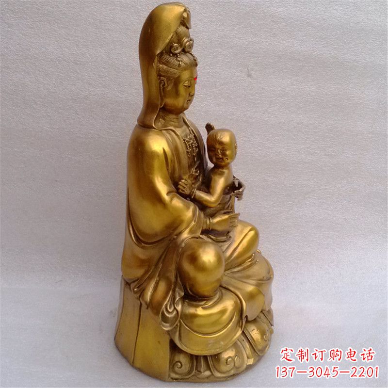 大同纯铜送子观音雕塑