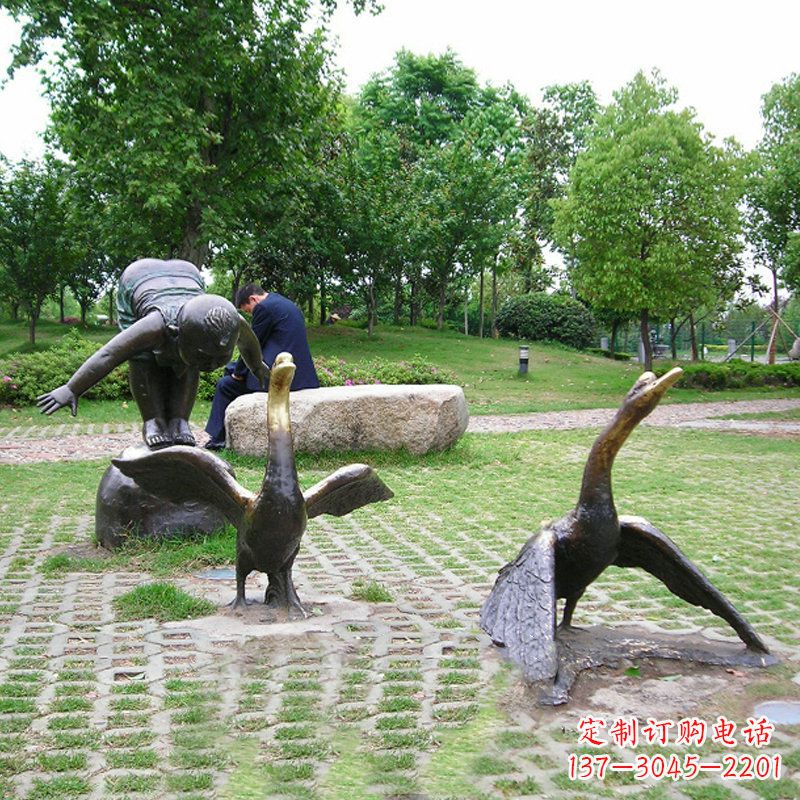 大同纯铜天鹅情景雕塑