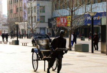 大同黄包车雕塑弘扬步行街人物景观