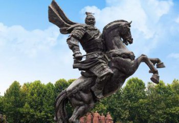 大同曹操骑马铜雕塑象征勇猛、英雄气概