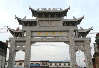 大同以城市街道为主题的仿古石雕牌楼
