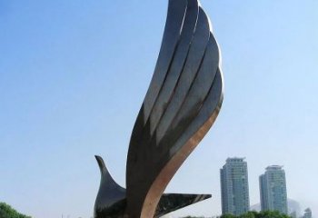 大同不锈钢翅膀雕塑象征着自由的美