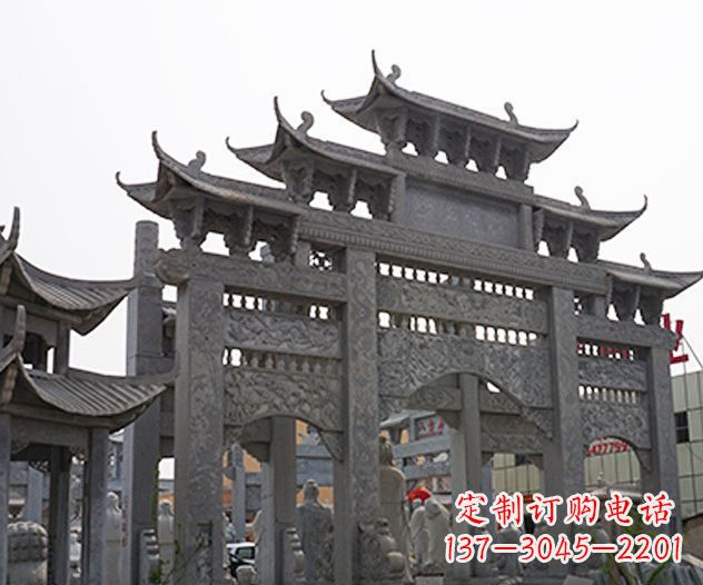 大同村庄大型牌坊石雕