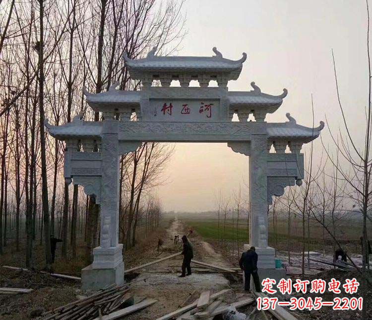 大同村庄单门牌坊石雕