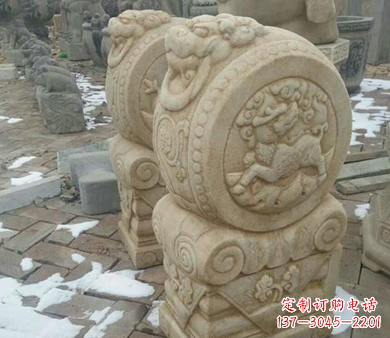 大同大理石抱鼓公园门墩雕塑——精美雕刻展现灵动之美