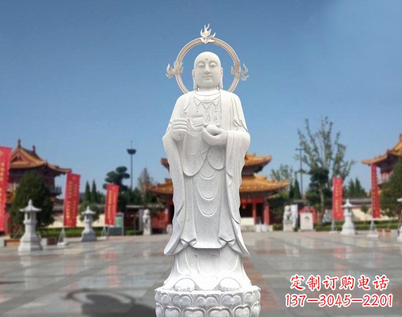 大同大理石地藏菩萨雕塑象征佛法的传承