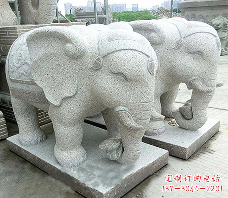大同大理石制作的精美招财大象雕塑