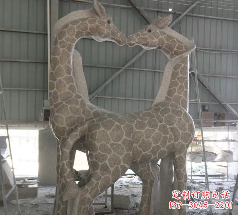 大同大理石艺术精美长颈鹿雕塑