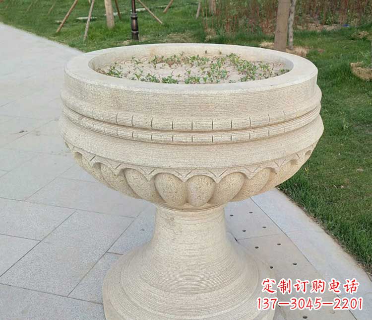 大同大理石花盆石雕