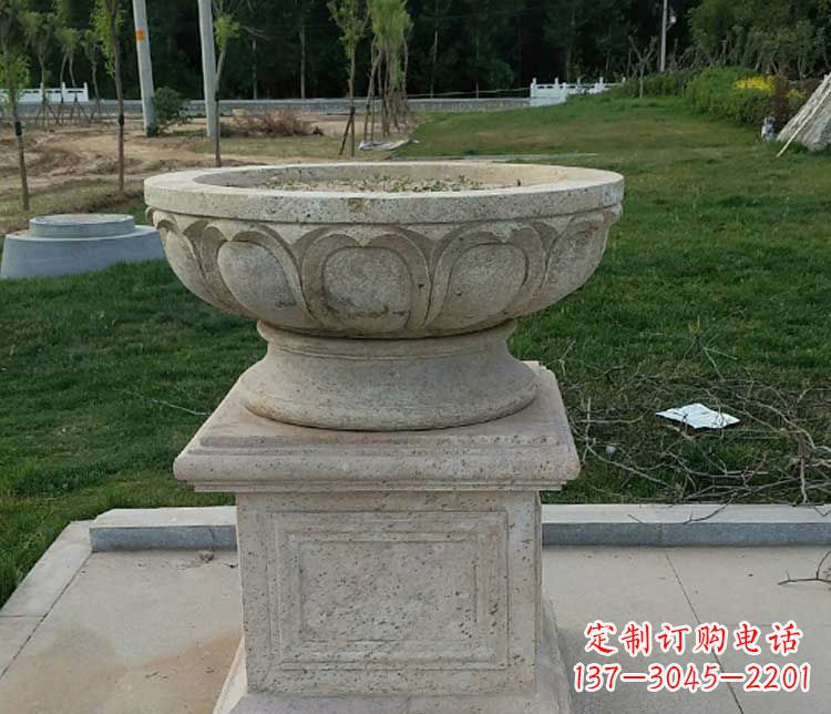 大同大理石花盆石雕
