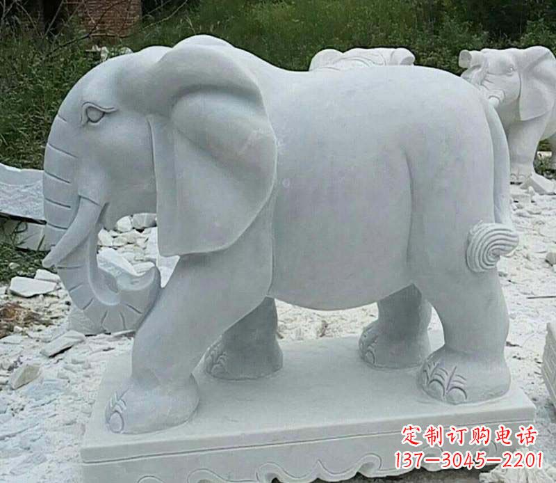 大同精雕细琢的大理石大象雕塑