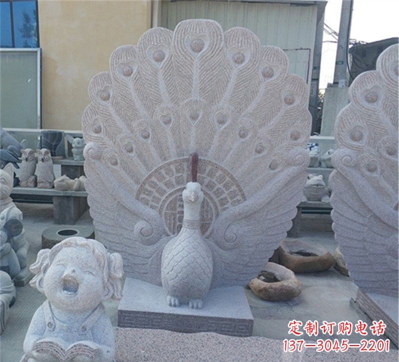 大同大理石孔雀开屏石雕