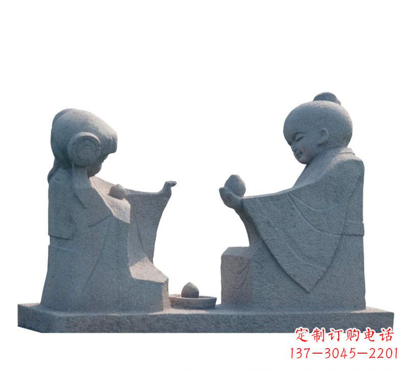 大同传统风情——大理石孔融让梨雕塑