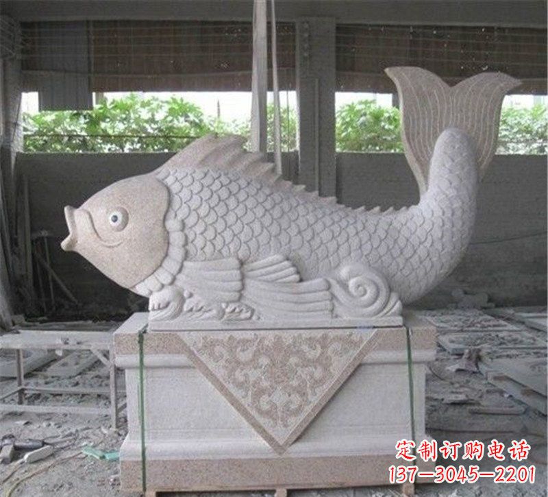 大同精美大理石"鲤鱼"雕塑