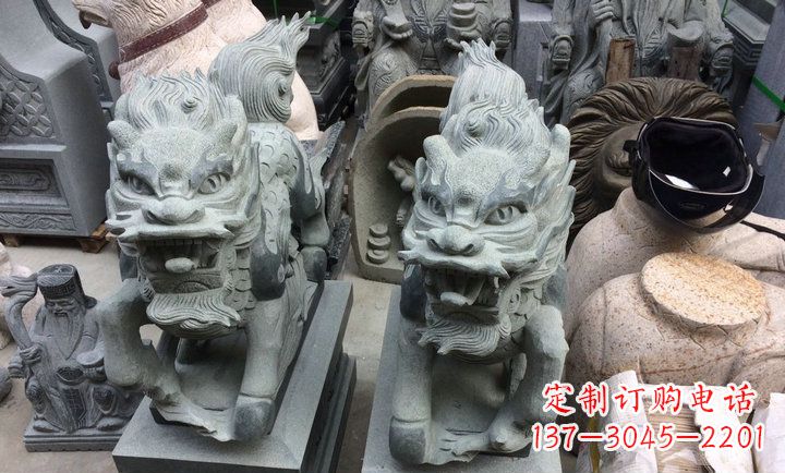 大同大理石立式麒麟门口镇宅石雕
