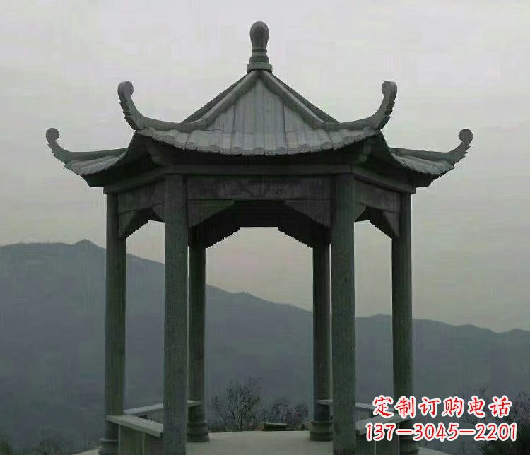 大同考究工艺,奢华大理石六角凉亭雕塑