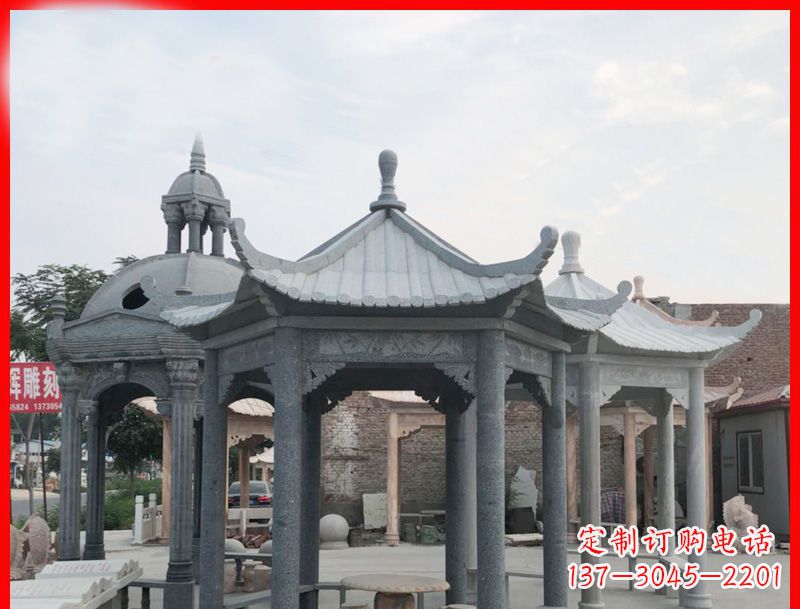 大同六角凉亭石雕