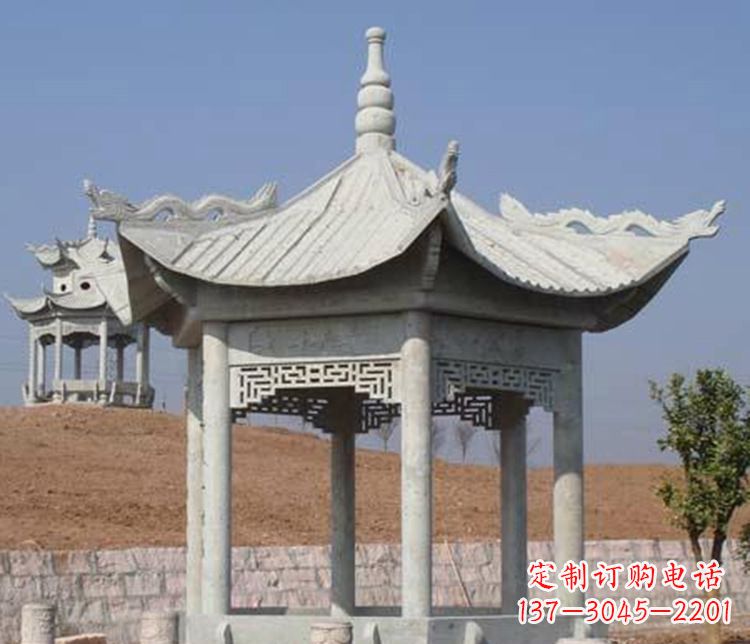 大同精美大理石六角凉亭石雕