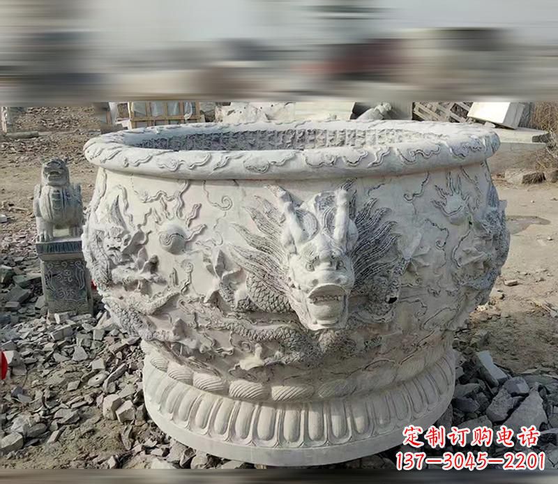 大同大理石龙浮雕水缸精美精致,让您的家居生活更加有意义