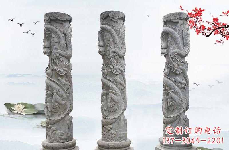 大同精美大理石龙柱雕塑