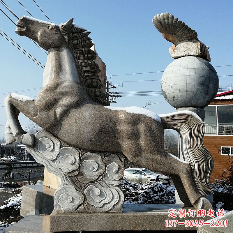 大同大理石马踏祥云雕塑