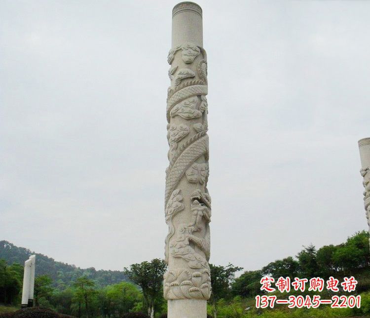 大同大理石盘龙柱雕塑