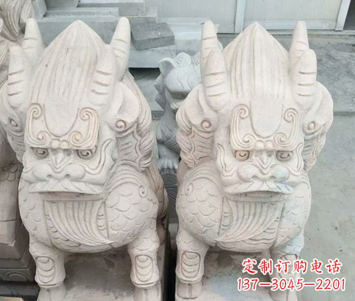 大同品质卓越的大理石麒麟古兽雕塑
