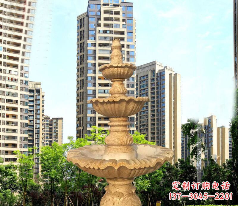 大同大理石三层喷泉公园石雕 (2)