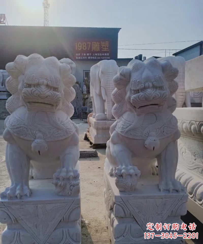 大同大理石狮子动物雕塑