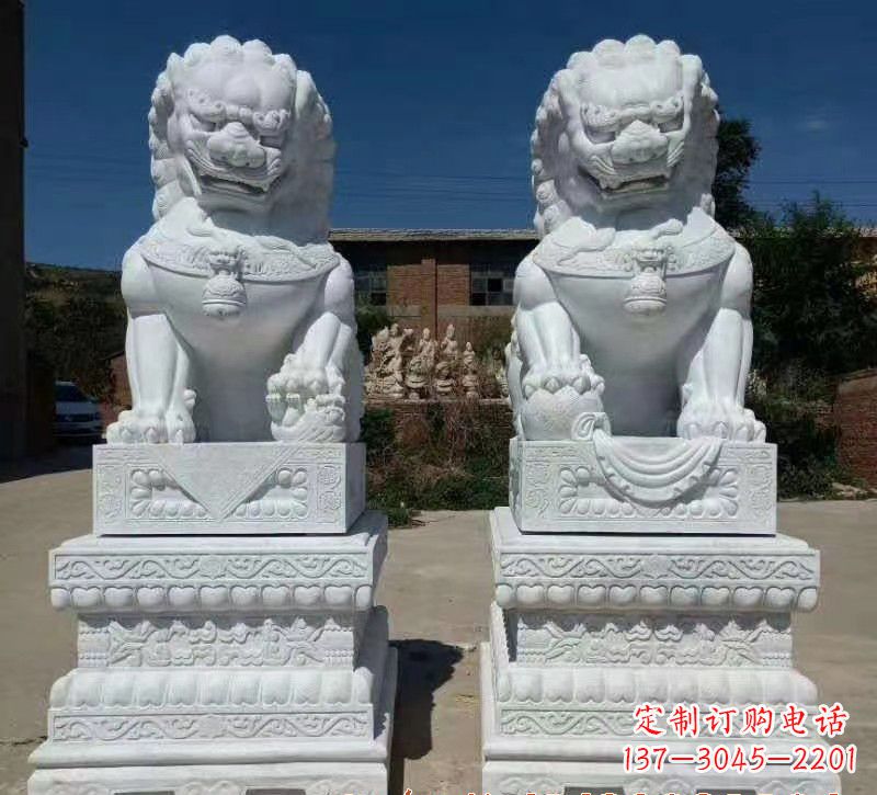 大同大理石狮子石雕,雕塑定制精美狮子