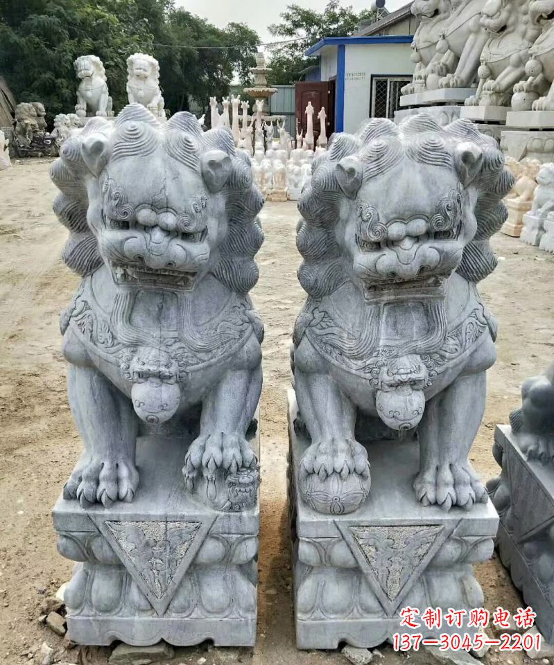 大同传统工艺精雕大理石狮子石雕塑