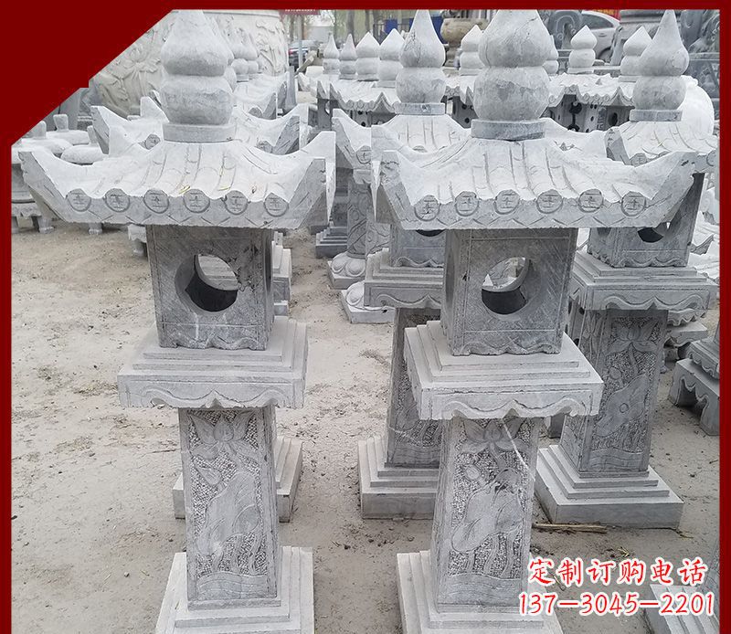 大同大理石石灯笼寺庙石雕 (2)